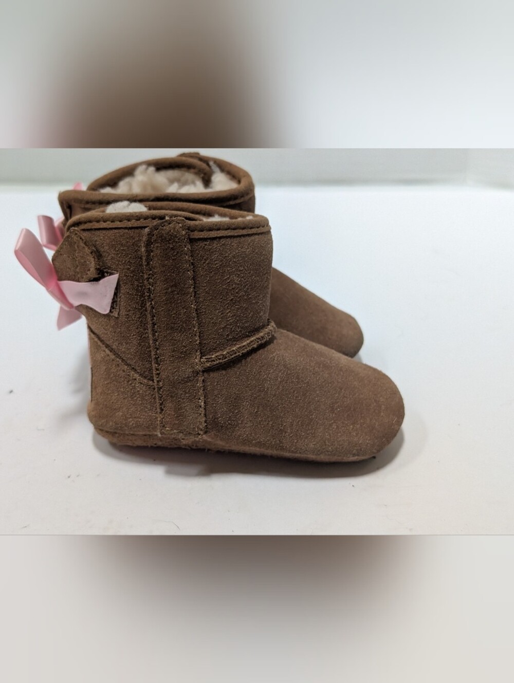 UGG Baby Infant Boots Brown Pink Bow Size 2/3 Girl's